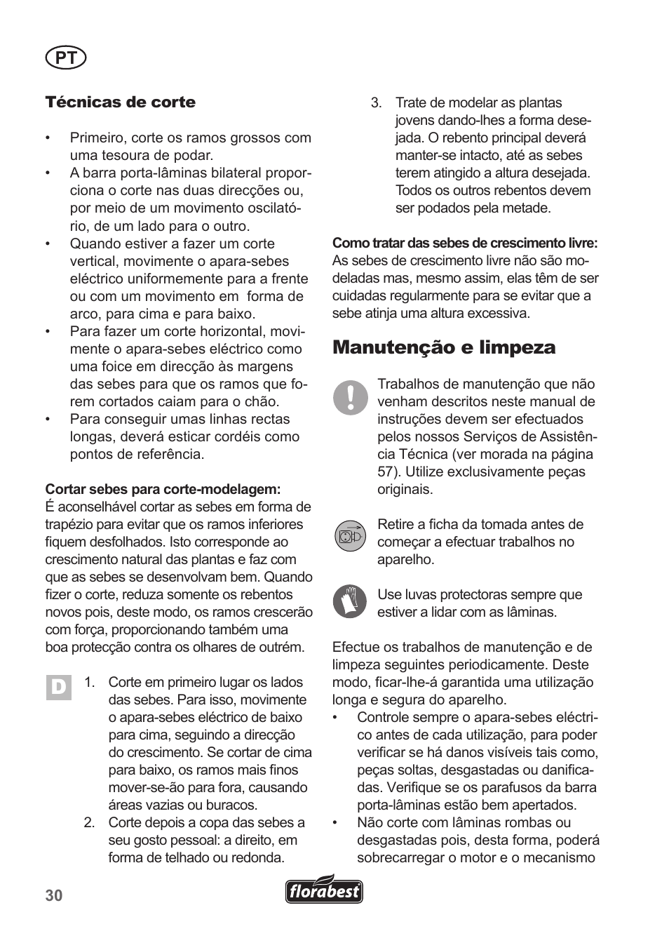 Manutenção e limpeza | Florabest FHT 600 A1 User Manual | Page 30 / 58