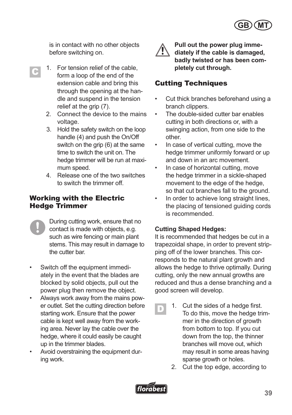 Gb mt | Florabest FHT 600 A1 User Manual | Page 39 / 58