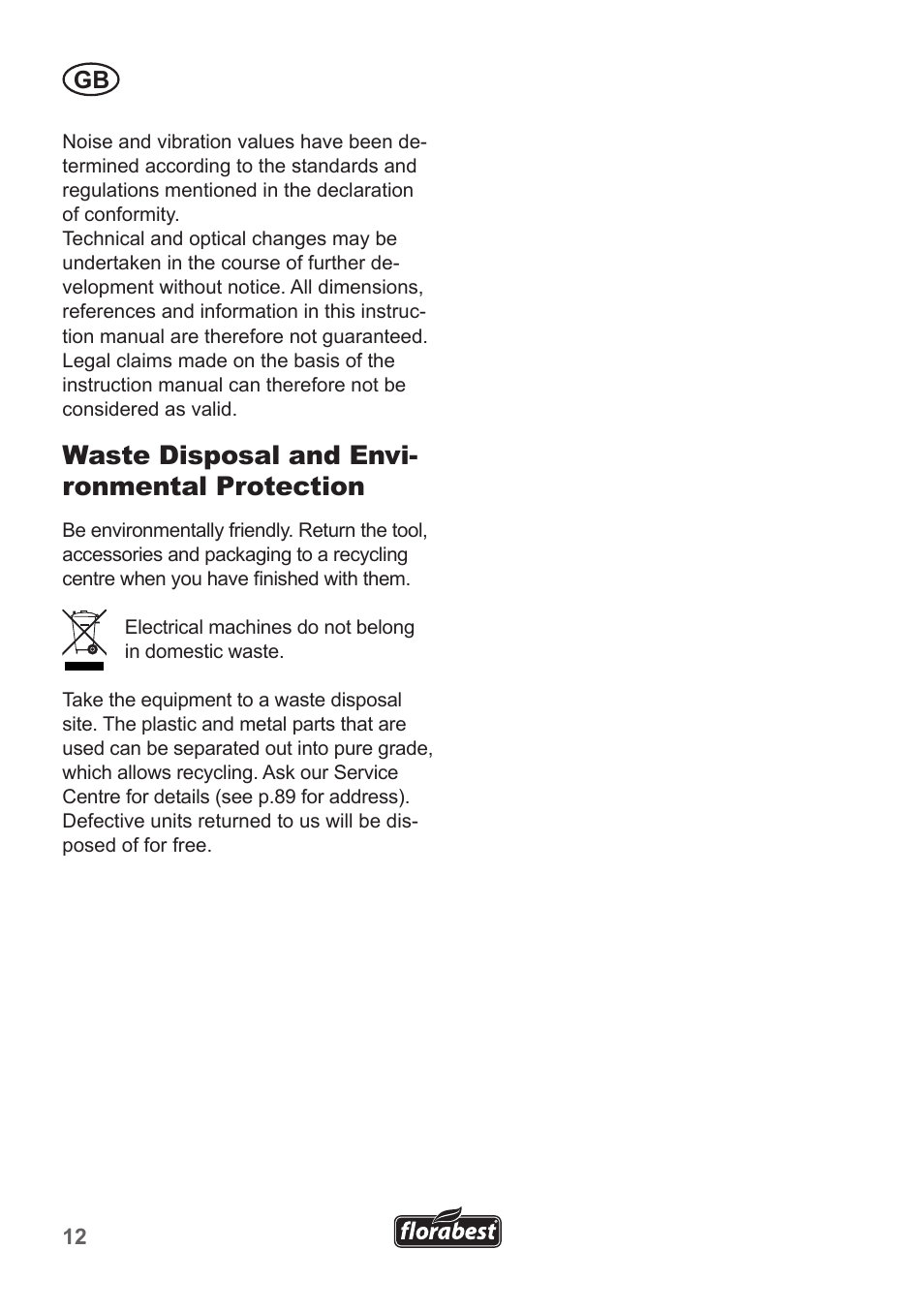 Waste disposal and envi- ronmental protection | Florabest FHT 600 A1 User Manual | Page 12 / 90