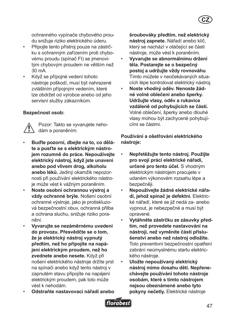 Florabest FHT 600 A1 User Manual | Page 47 / 90
