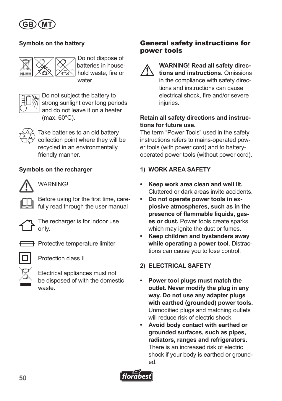 Gb mt | Florabest FAH 18 A1 User Manual | Page 50 / 82
