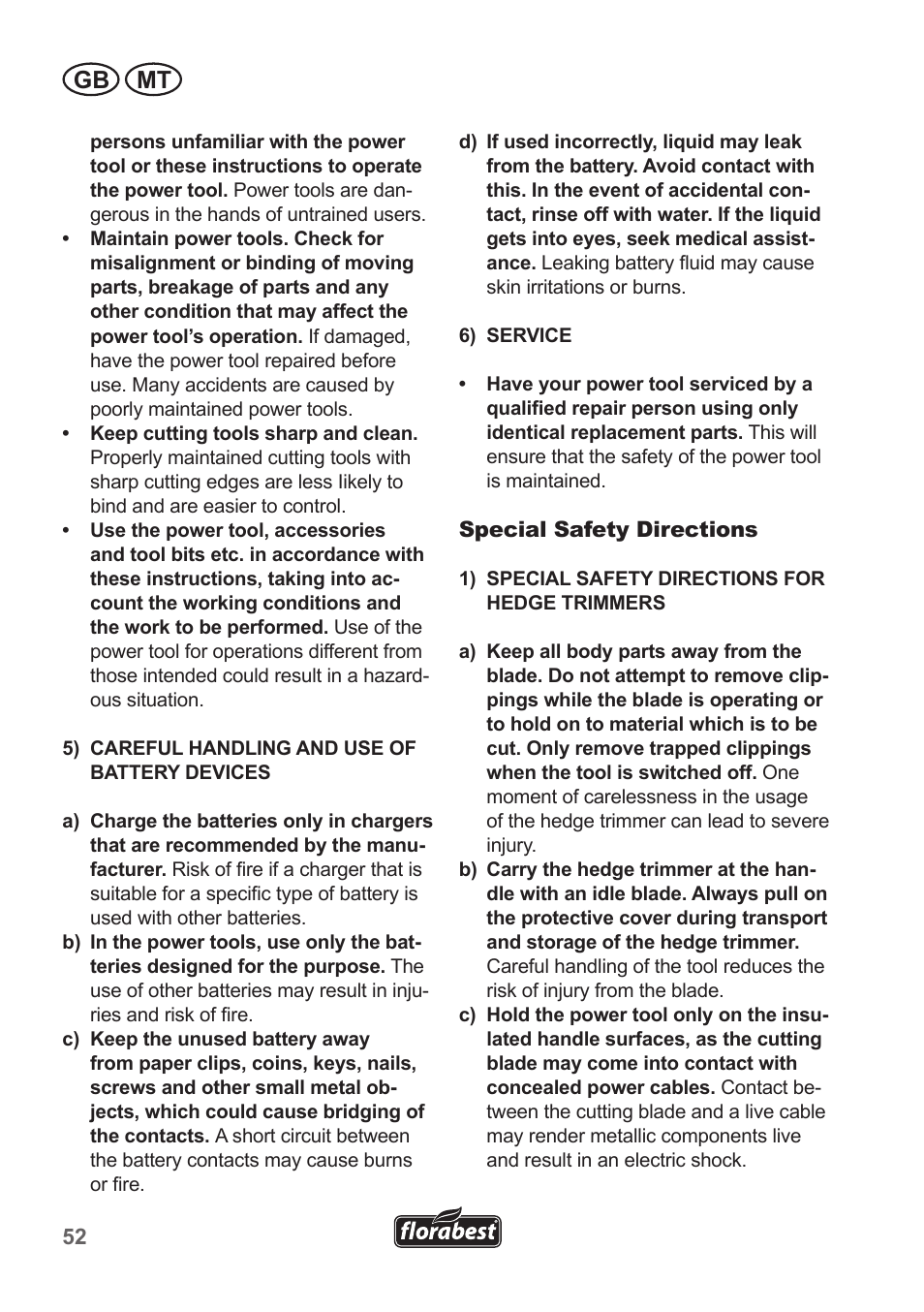 Gb mt | Florabest FAH 18 A1 User Manual | Page 52 / 82