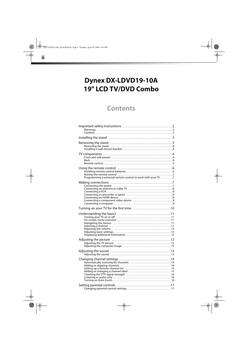 Dynex DX-LDVD19-10A User Manual | Page 2 / 36