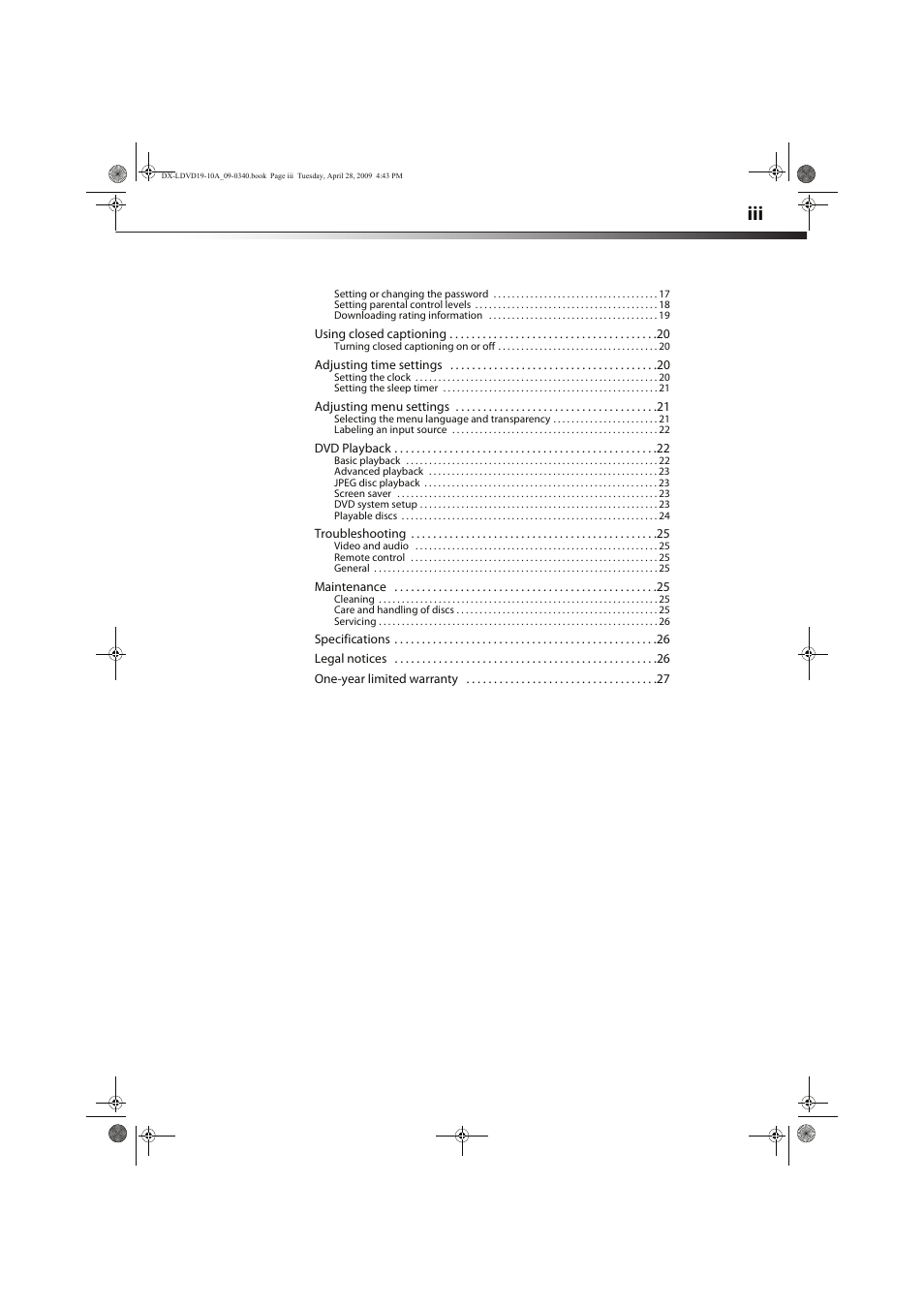 Dynex DX-LDVD19-10A User Manual | Page 3 / 36