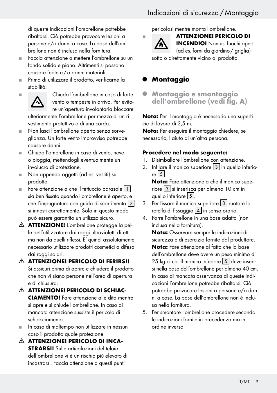 Indicazioni di sicurezza / montaggio, Montaggio | Florabest Z27458B User Manual | Page 9 / 20