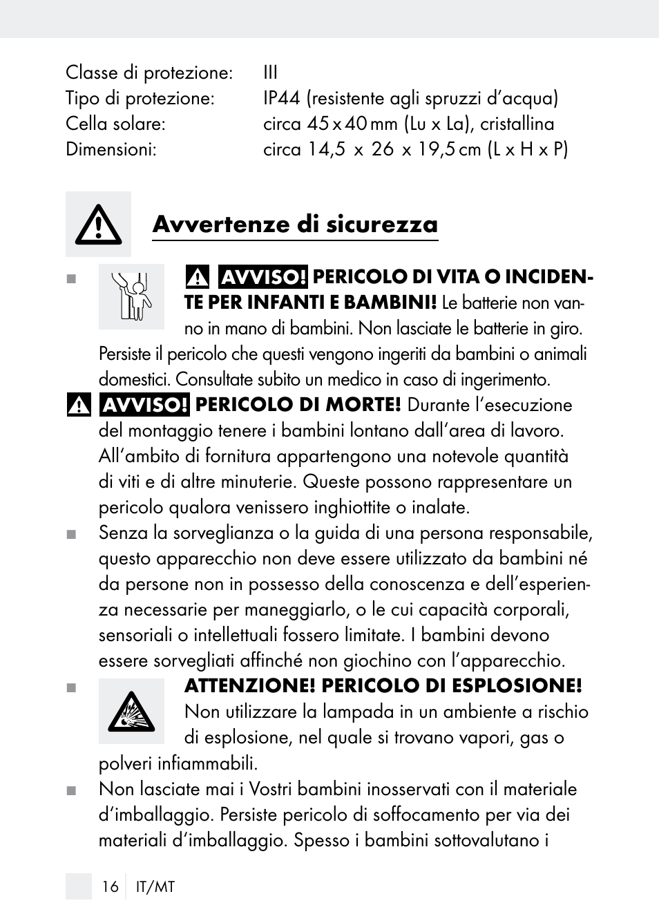 Avvertenze di sicurezza | Florabest Z29544 User Manual | Page 16 / 58