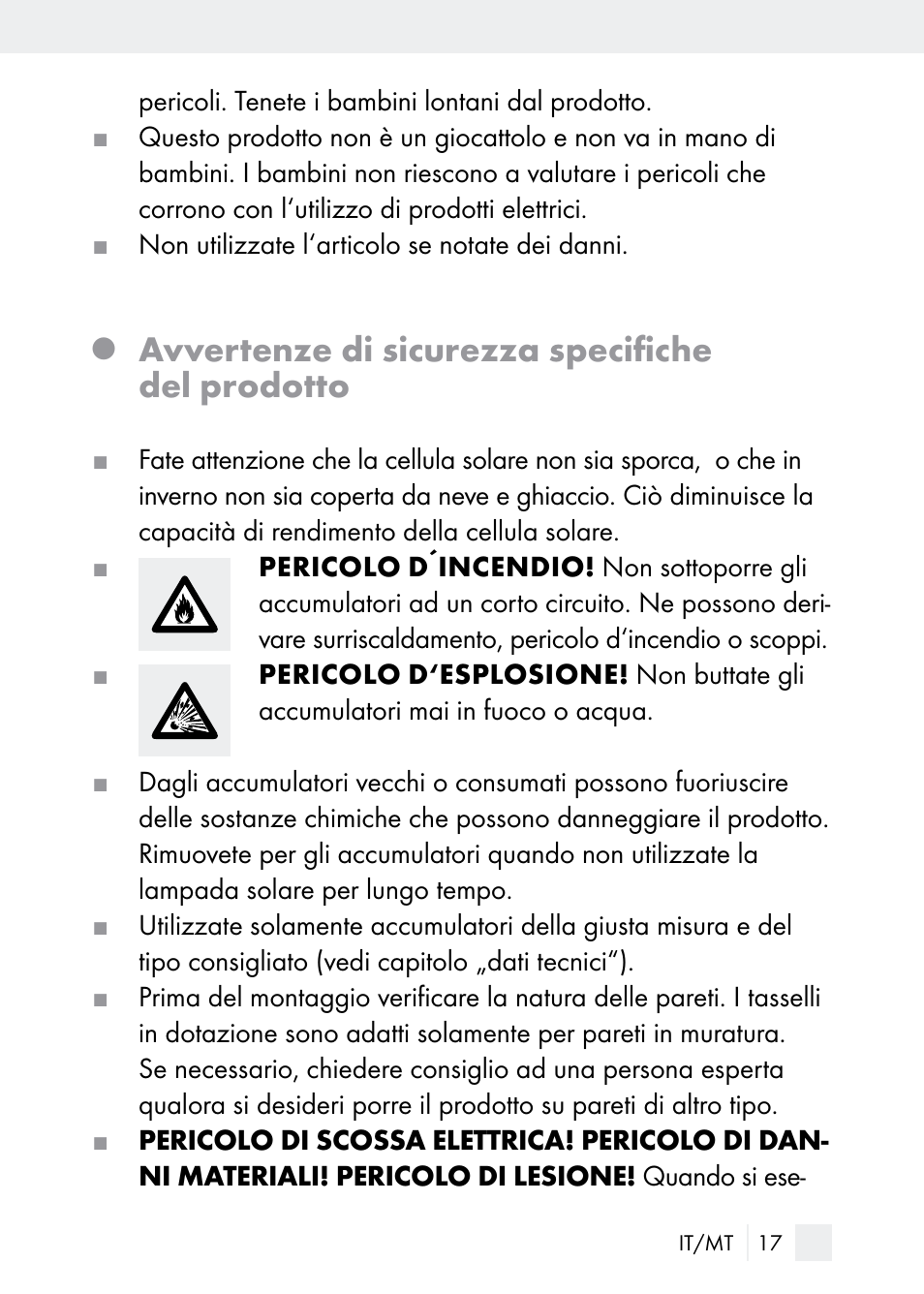 Avvertenze di sicurezza specifiche del prodotto | Florabest Z29544 User Manual | Page 17 / 58