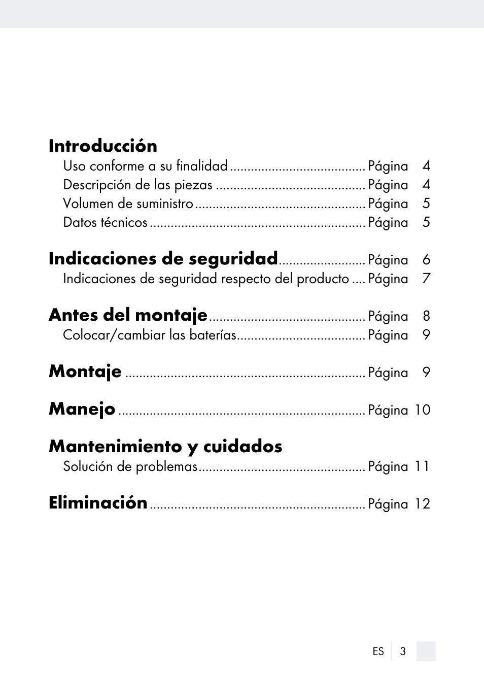 Introducción, Indicaciones de seguridad, Antes del montaje | Montaje, Manejo, Mantenimiento y cuidados, Eliminación | Florabest Z29544 User Manual | Page 3 / 58