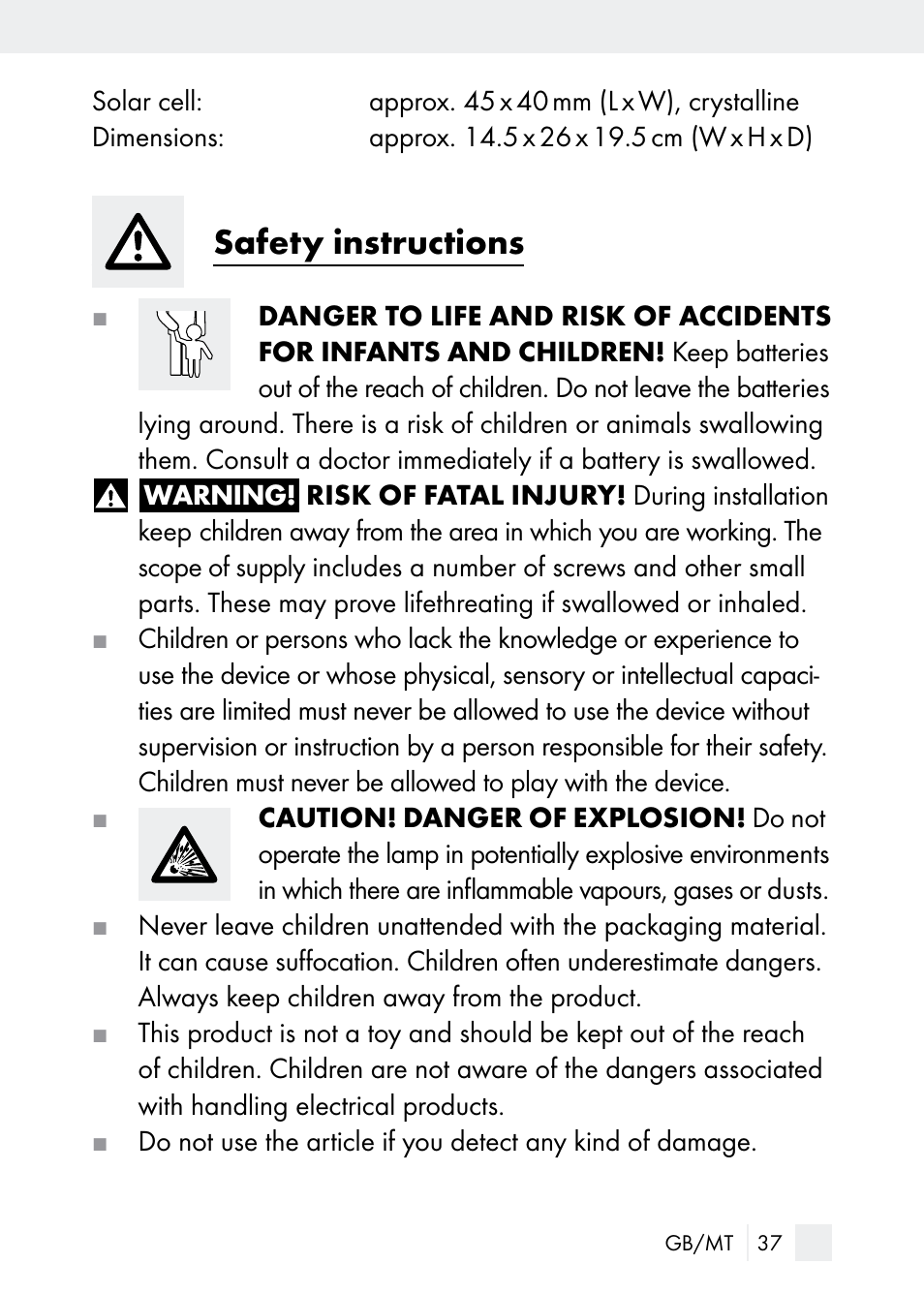 Safety instructions | Florabest Z29544 User Manual | Page 37 / 58