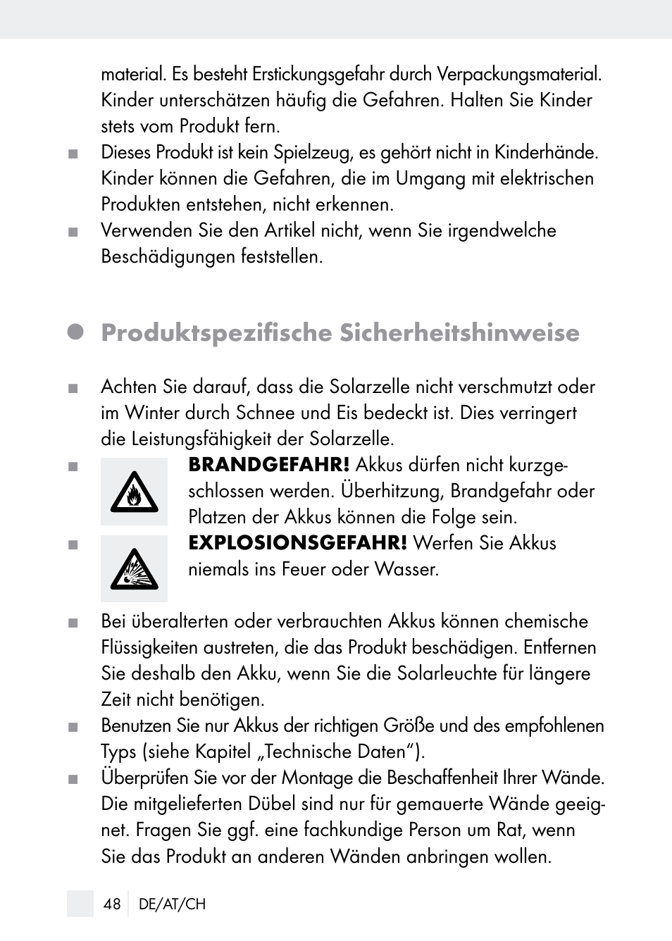 Produktspezifische sicherheitshinweise | Florabest Z29544 User Manual | Page 48 / 58