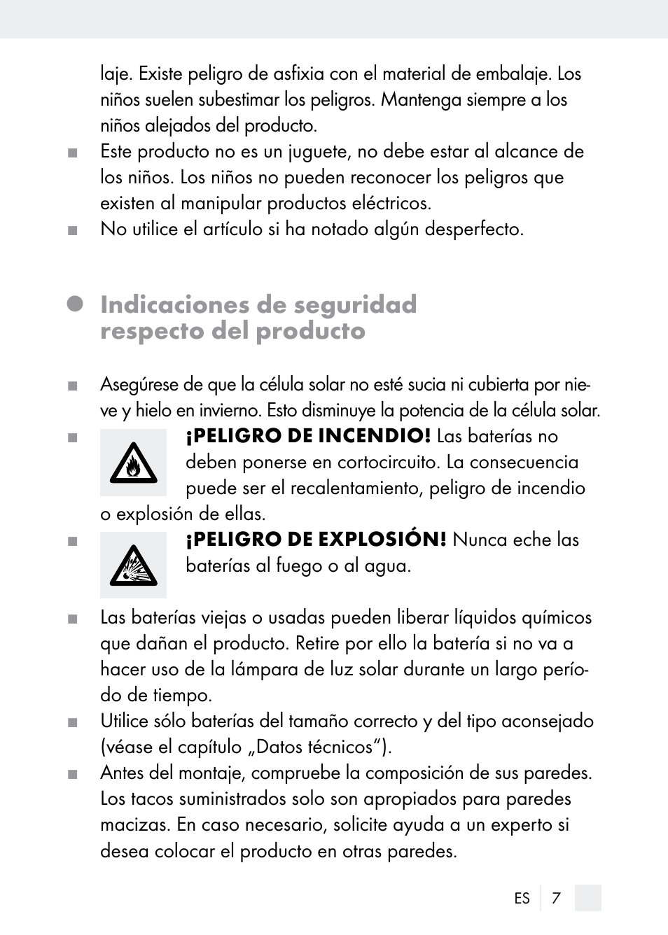 Indicaciones de seguridad respecto del producto | Florabest Z29544 User Manual | Page 7 / 58