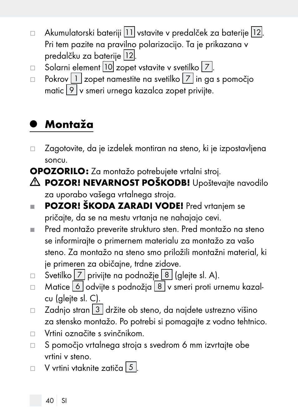 Montaža | Florabest Z29544 User Manual | Page 40 / 88