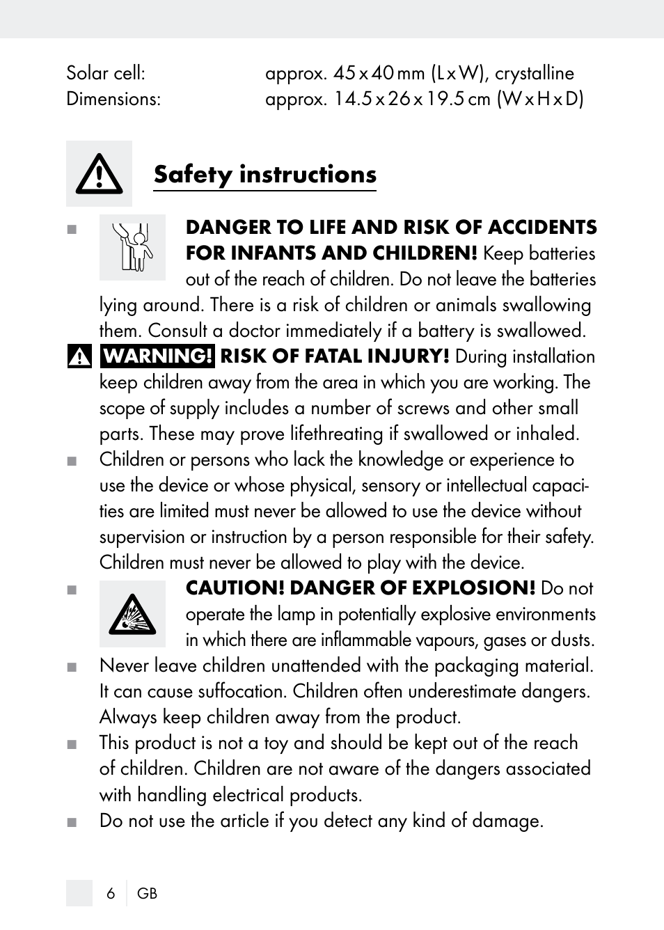 Safety instructions | Florabest Z29544 User Manual | Page 6 / 88
