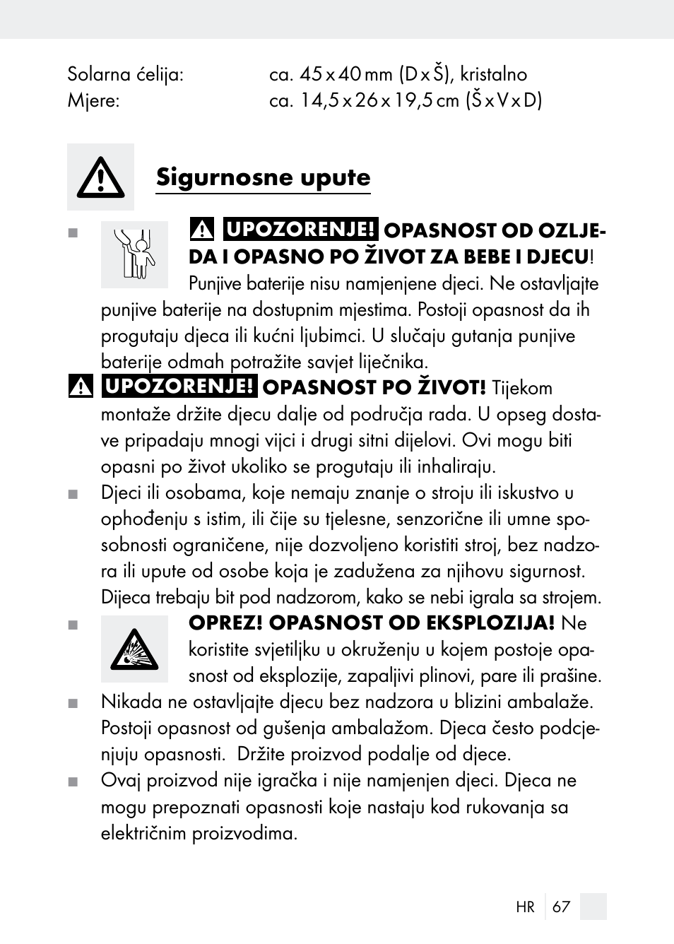 Sigurnosne upute | Florabest Z29544 User Manual | Page 67 / 88
