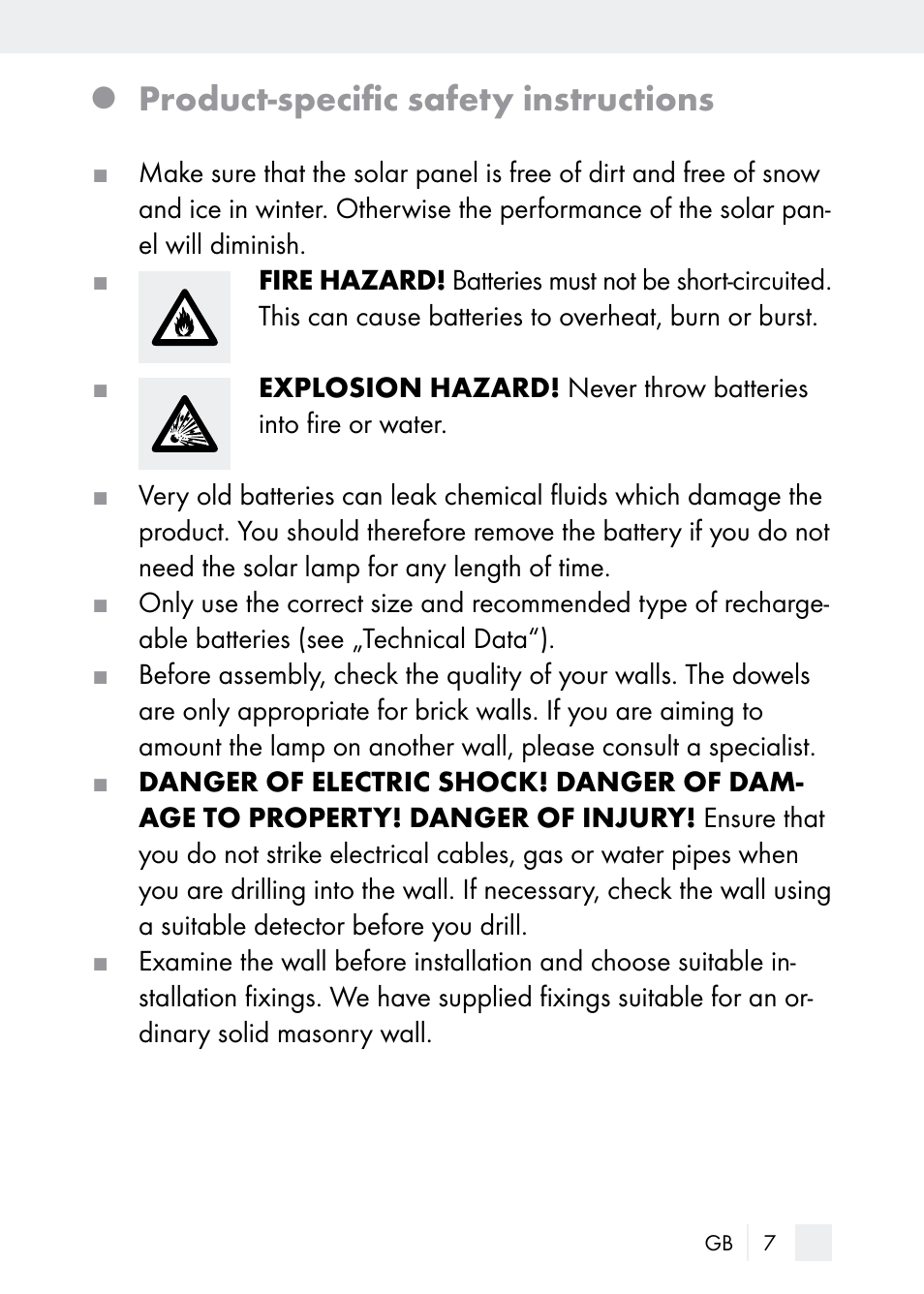 Product-specific safety instructions | Florabest Z29544 User Manual | Page 7 / 88