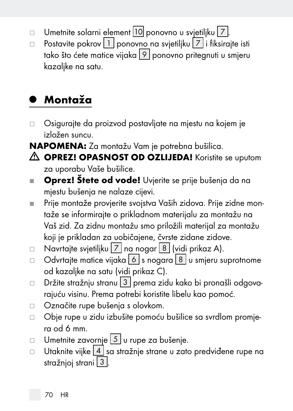 Montaža | Florabest Z29544 User Manual | Page 70 / 88