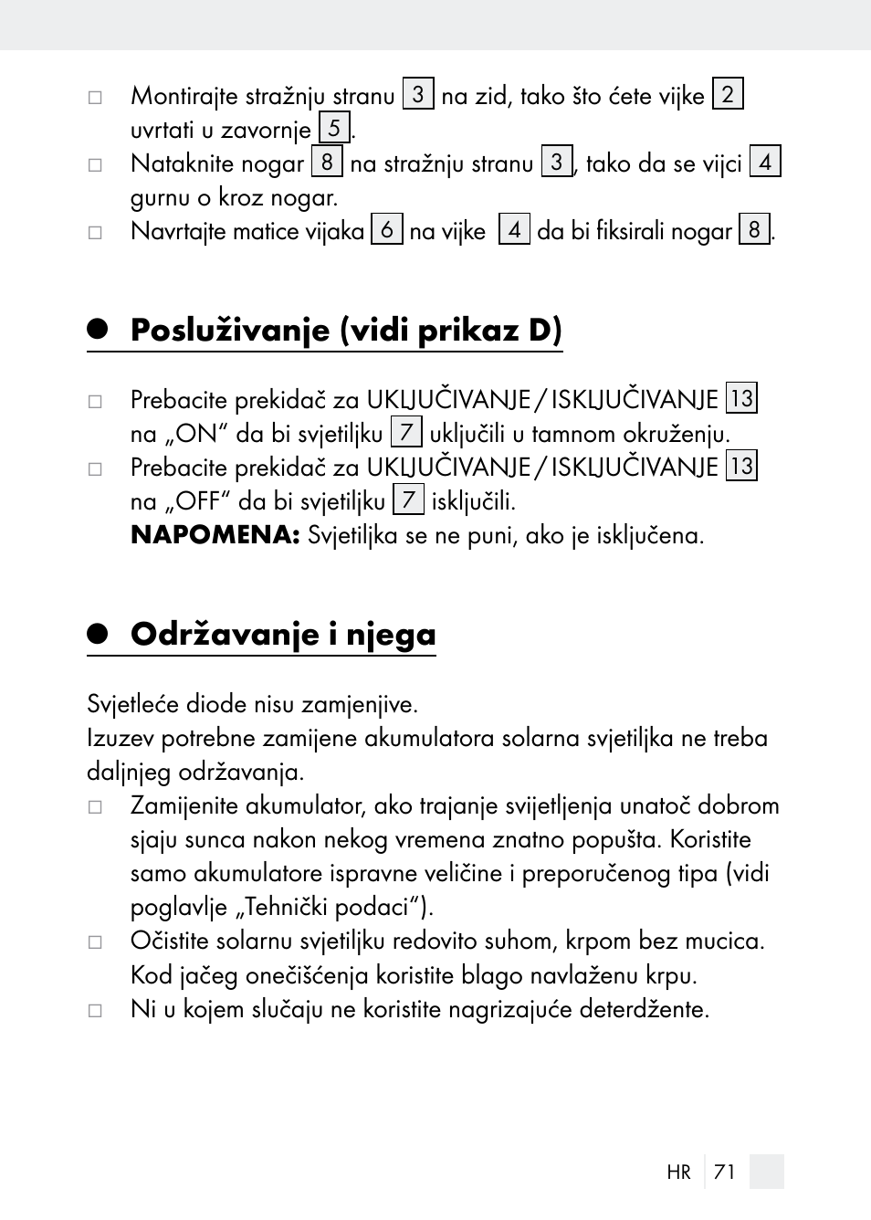 Posluživanje (vidi prikaz d), Održavanje i njega | Florabest Z29544 User Manual | Page 71 / 88