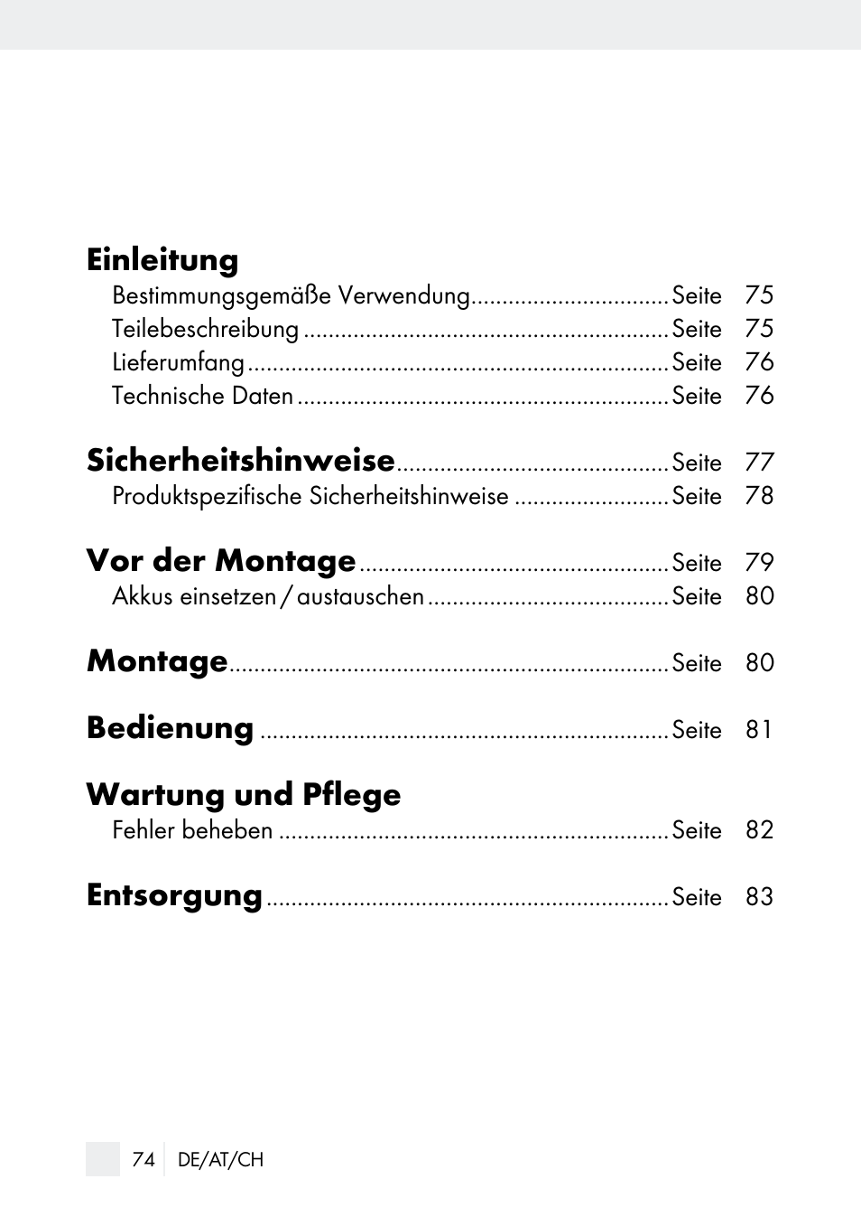 Einleitung, Sicherheitshinweise, Vor der montage | Montage, Bedienung, Wartung und pflege, Entsorgung | Florabest Z29544 User Manual | Page 74 / 88