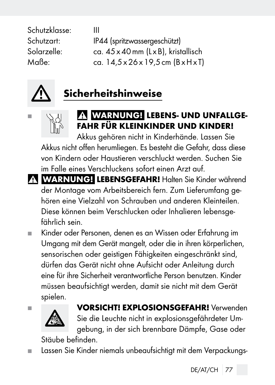 Sicherheitshinweise | Florabest Z29544 User Manual | Page 77 / 88