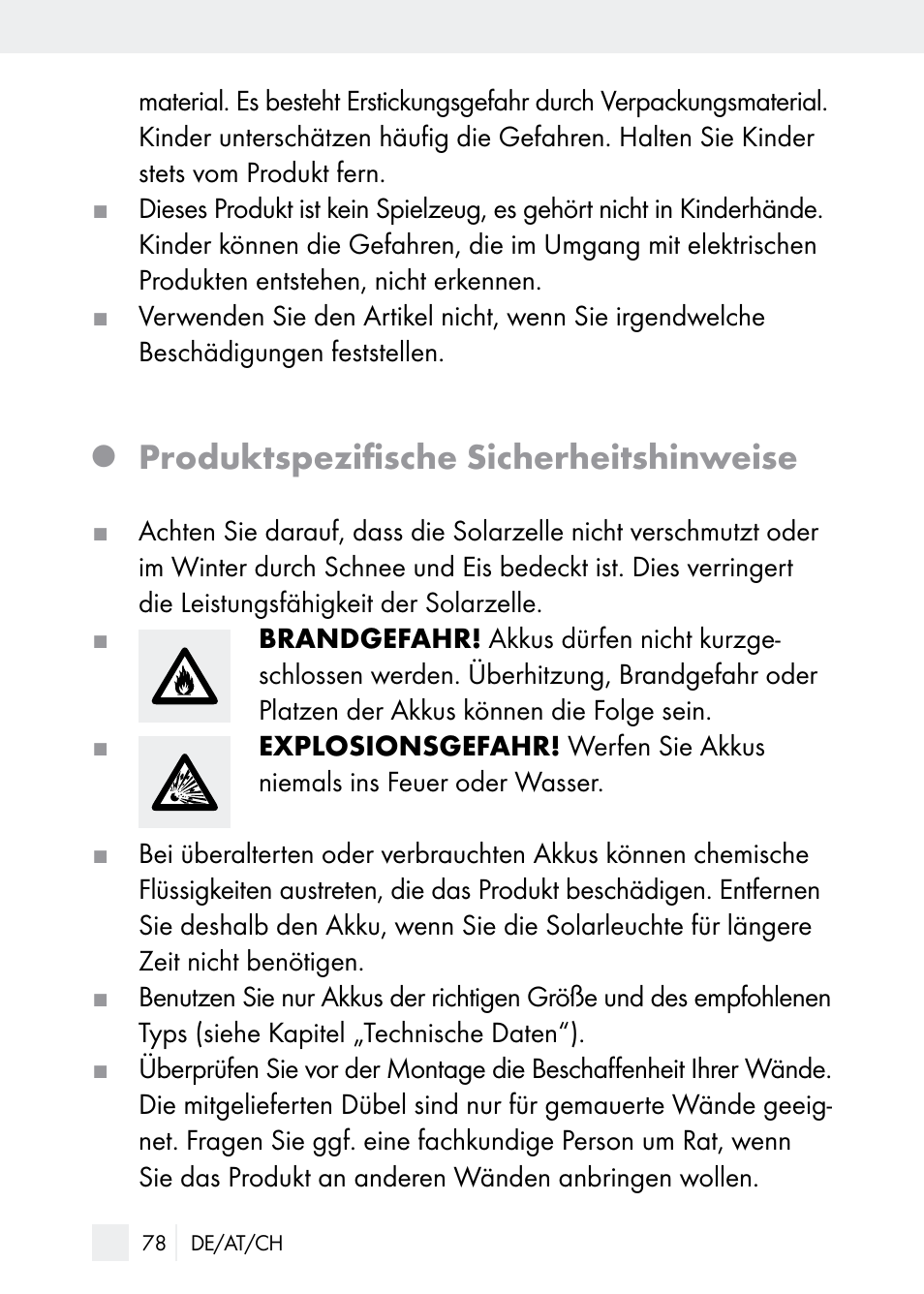 Produktspezifische sicherheitshinweise | Florabest Z29544 User Manual | Page 78 / 88