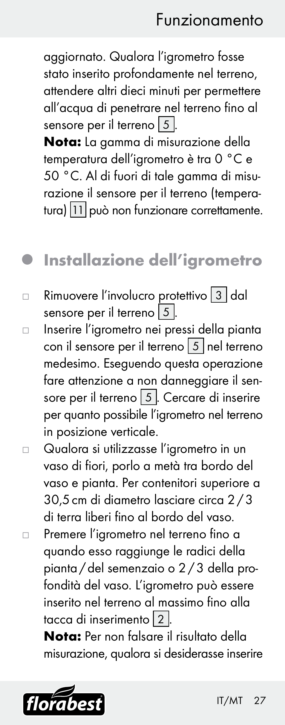 Funzionamento, Installazione dell’igrometro | Florabest H14335 User Manual | Page 27 / 76