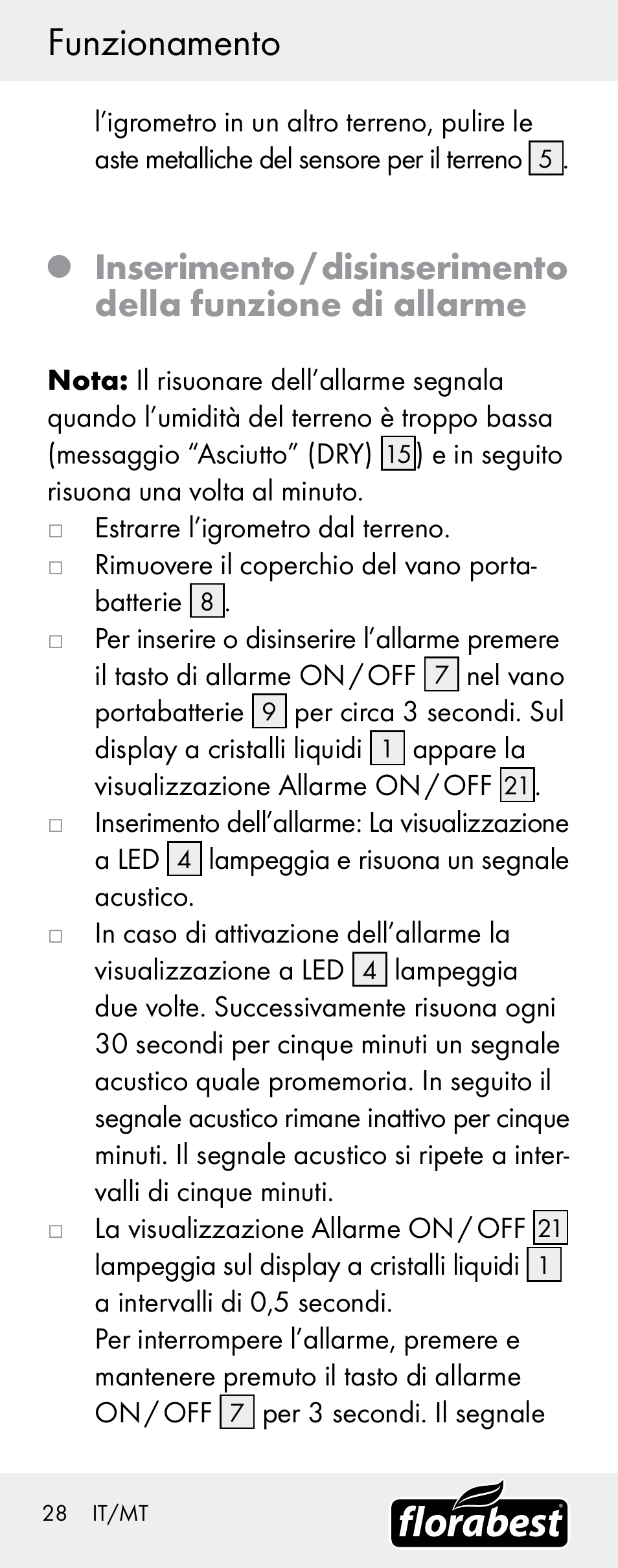 Funzionamento | Florabest H14335 User Manual | Page 28 / 76