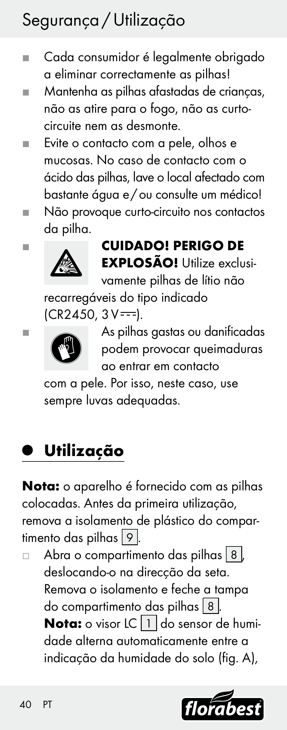 Segurança / utilização, Utilização | Florabest H14335 User Manual | Page 40 / 76