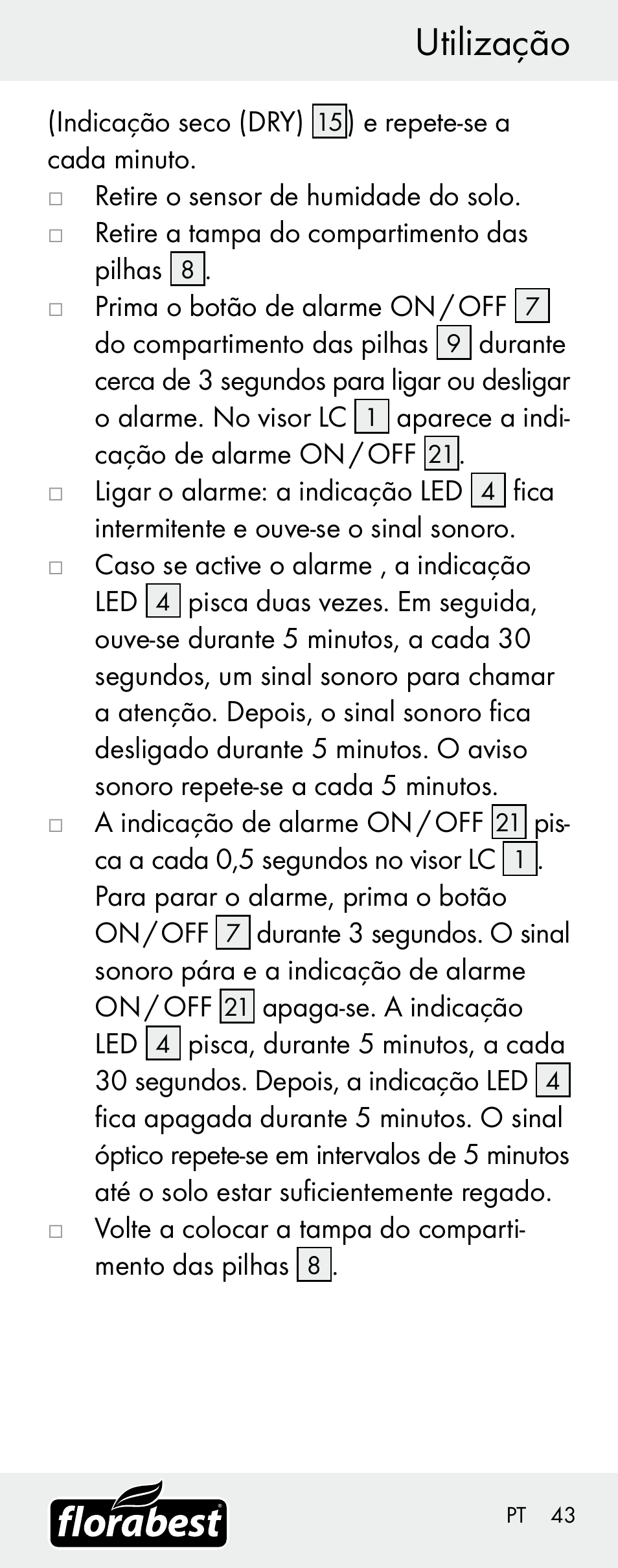 Utilização | Florabest H14335 User Manual | Page 43 / 76