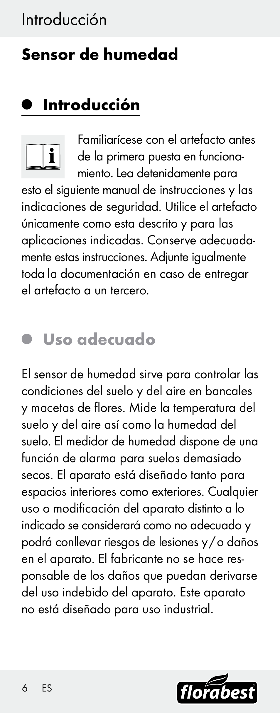 Introducción, Sensor de humedad, Uso adecuado | Florabest H14335 User Manual | Page 6 / 76