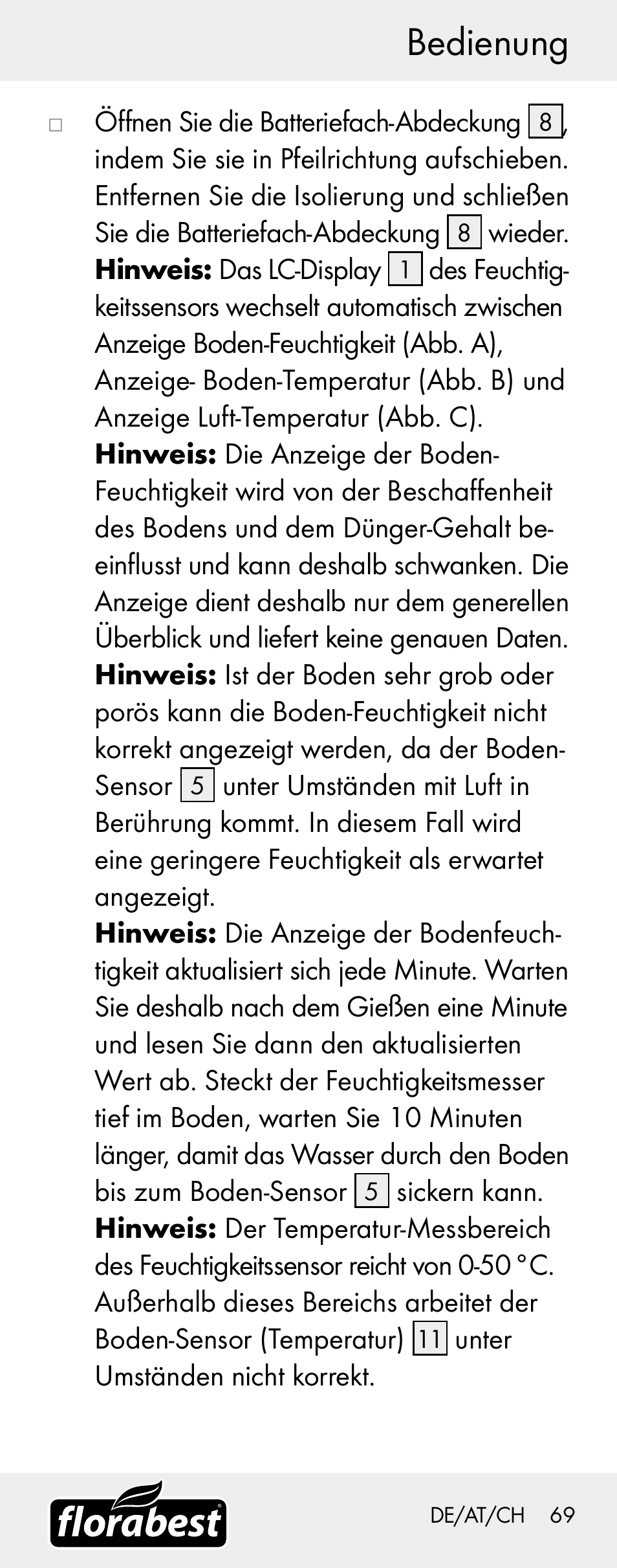 Bedienung | Florabest H14335 User Manual | Page 69 / 76