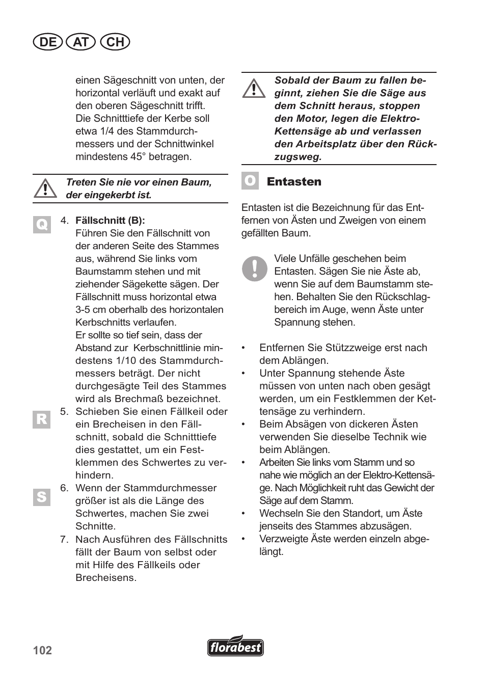 De at ch | Florabest FKS 2200 B1 User Manual | Page 102 / 118