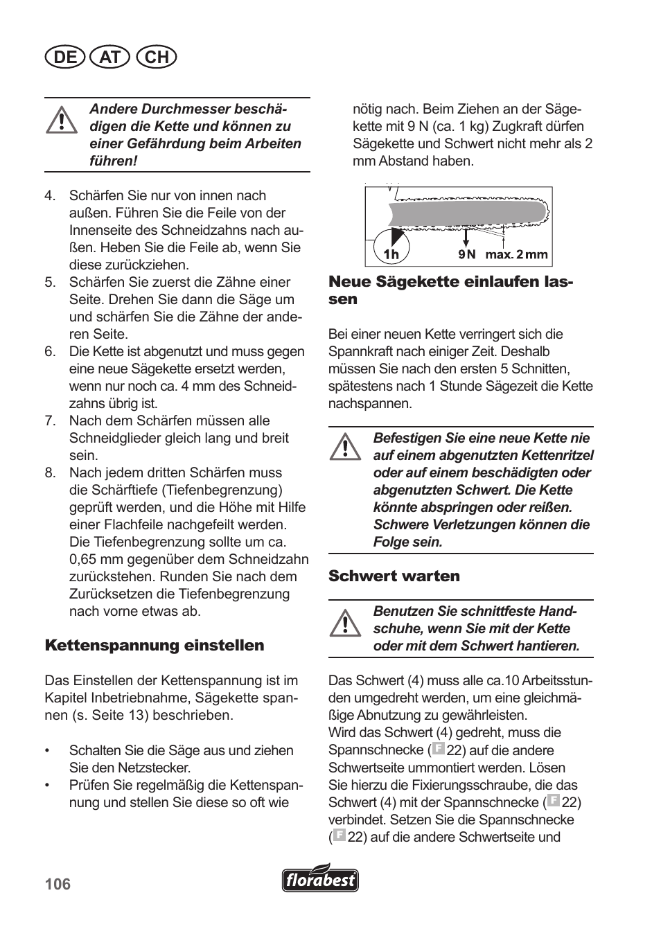 De at ch | Florabest FKS 2200 B1 User Manual | Page 106 / 118