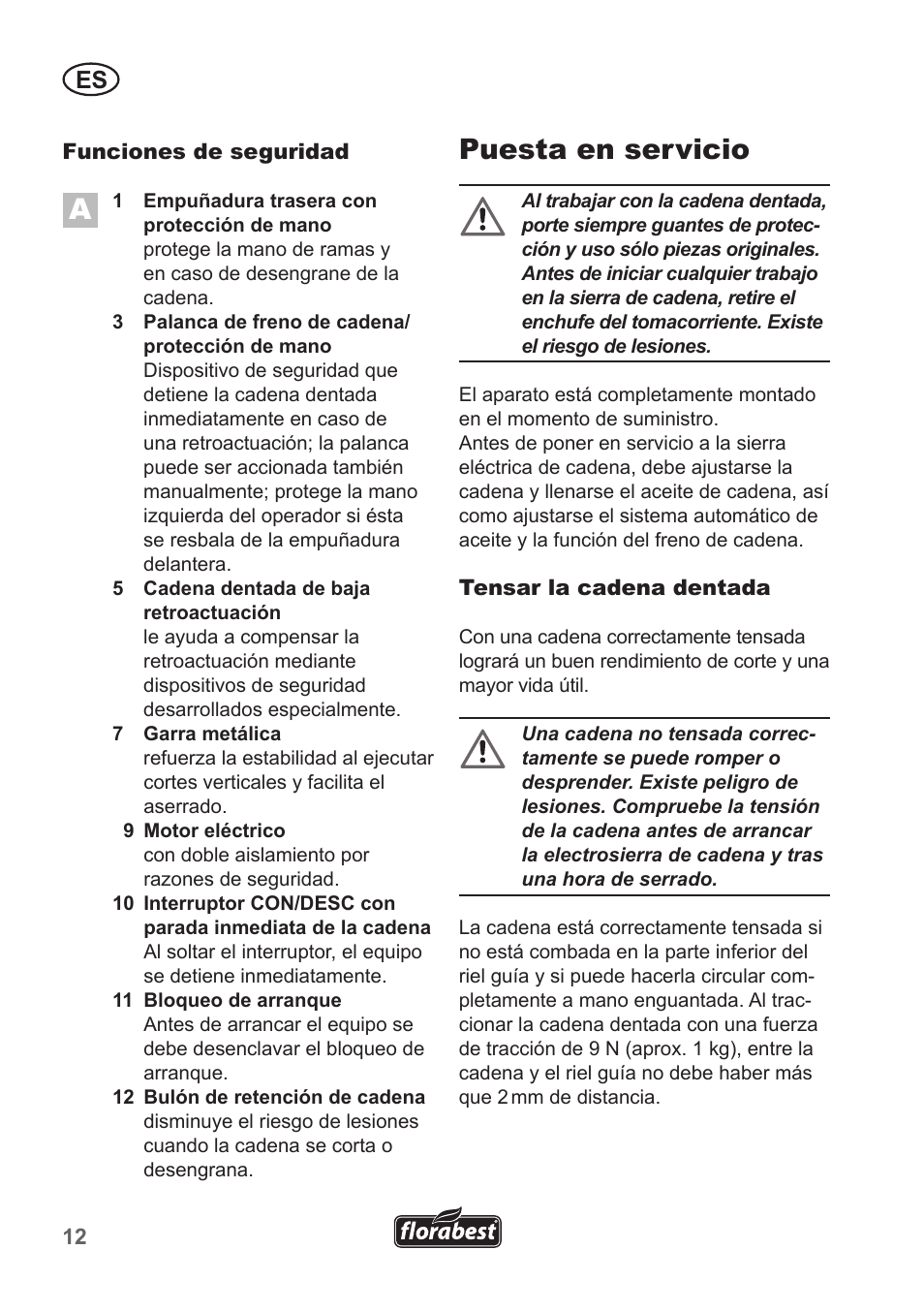 Puesta en servicio | Florabest FKS 2200 B1 User Manual | Page 12 / 118