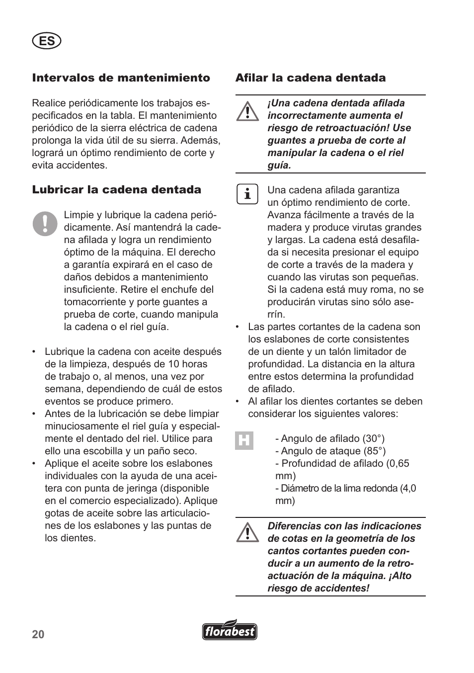 Florabest FKS 2200 B1 User Manual | Page 20 / 118