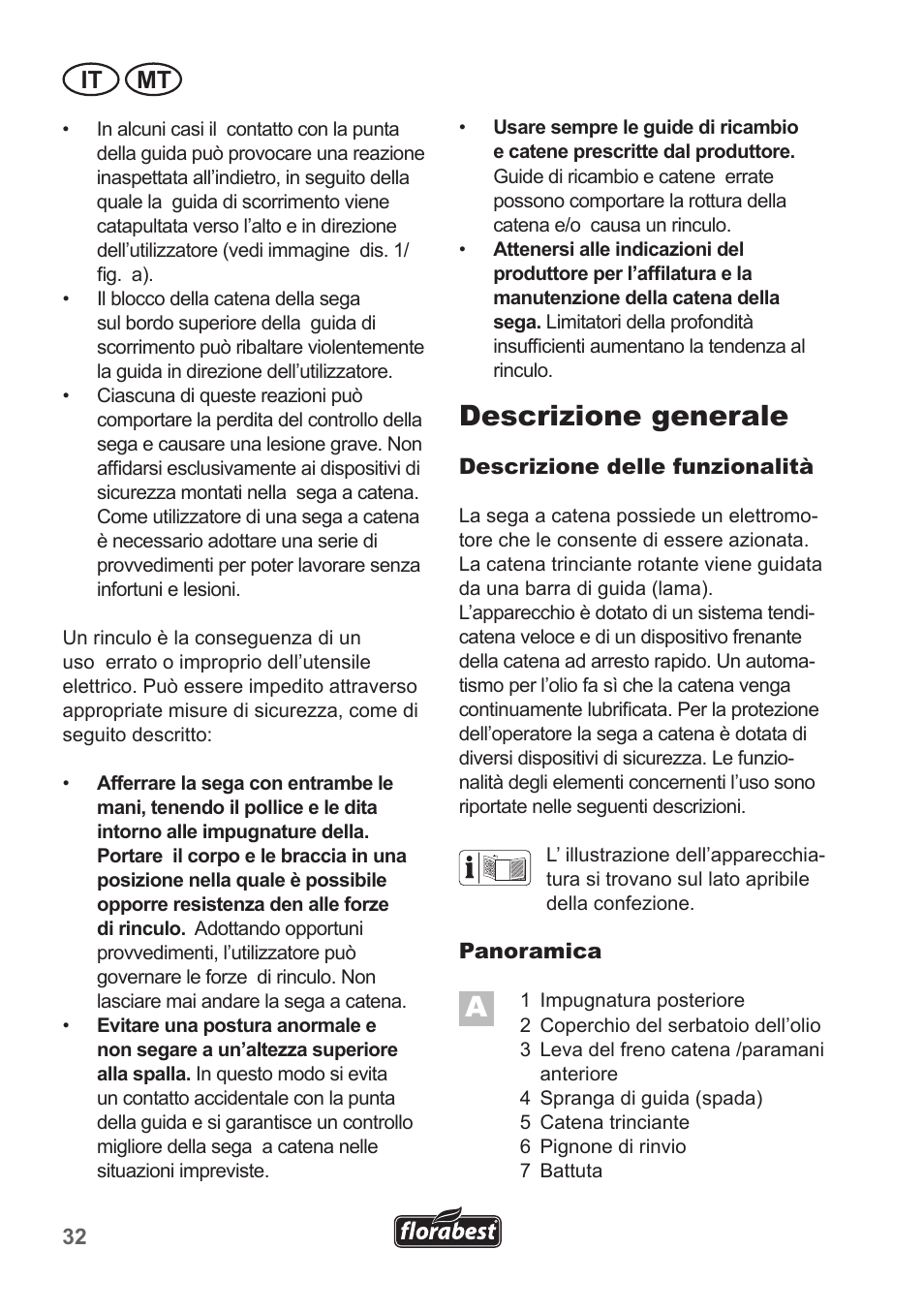 Descrizione generale, It mt | Florabest FKS 2200 B1 User Manual | Page 32 / 118