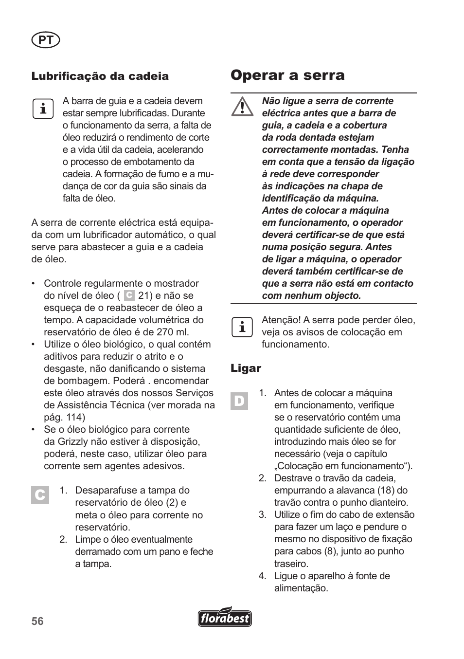 Operar a serra | Florabest FKS 2200 B1 User Manual | Page 56 / 118