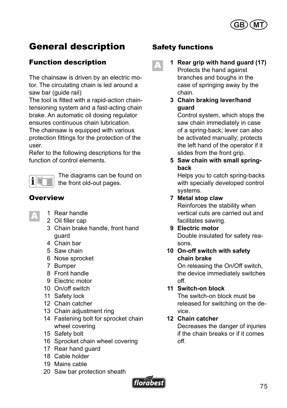 General description, Gb mt | Florabest FKS 2200 B1 User Manual | Page 75 / 118