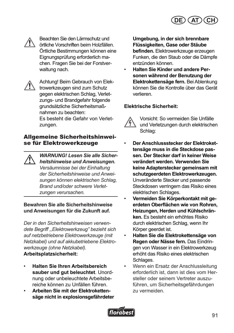 At ch de | Florabest FKS 2200 B1 User Manual | Page 91 / 118