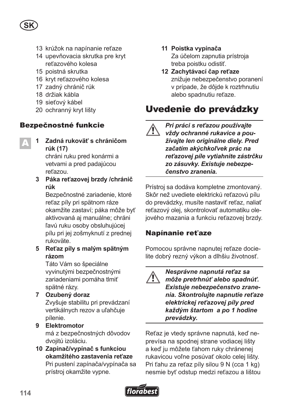 Uvedenie do prevádzky | Florabest FKS 2200 B1 User Manual | Page 114 / 174