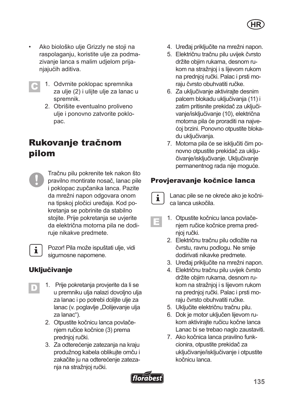 Rukovanje tračnom pilom | Florabest FKS 2200 B1 User Manual | Page 135 / 174