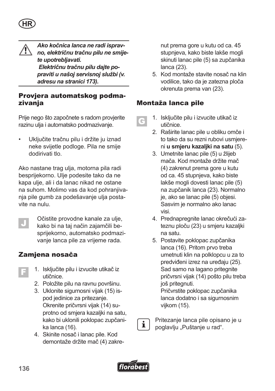 Florabest FKS 2200 B1 User Manual | Page 136 / 174