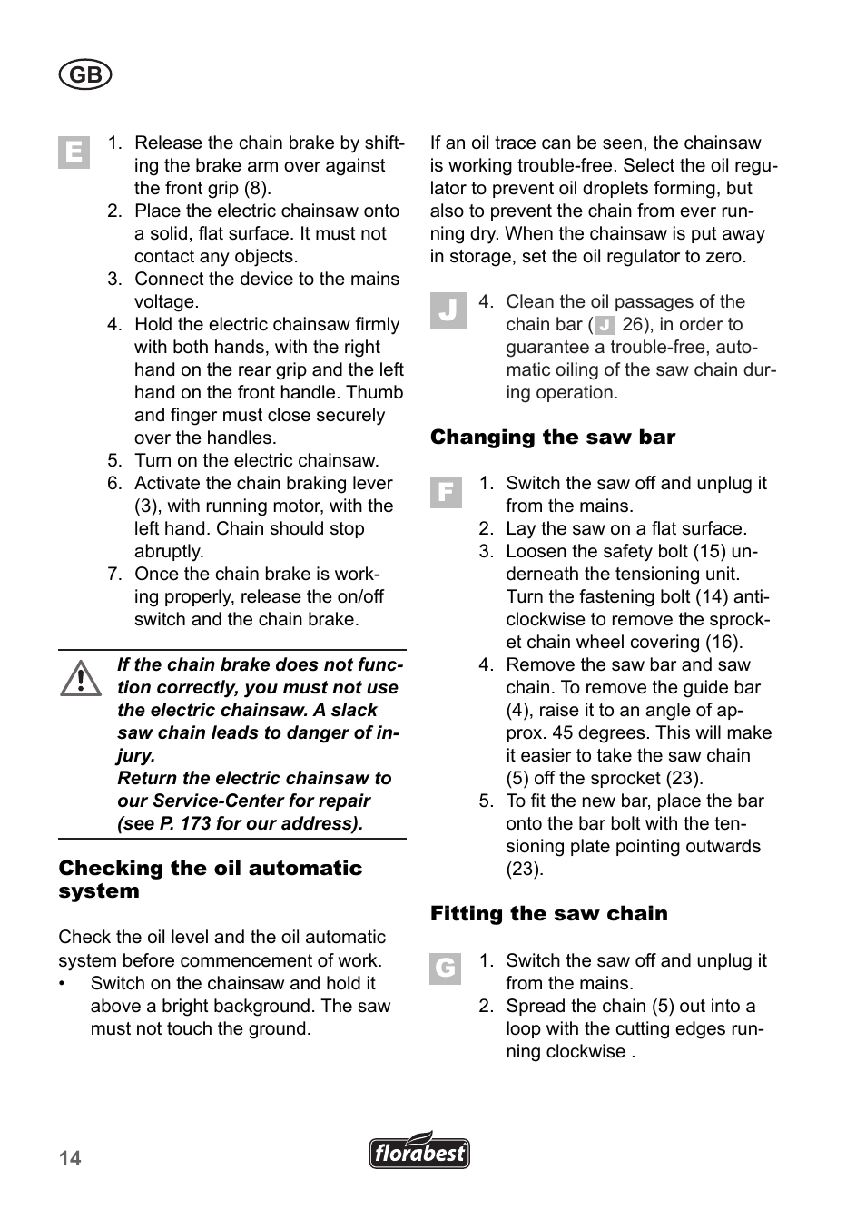 Florabest FKS 2200 B1 User Manual | Page 14 / 174