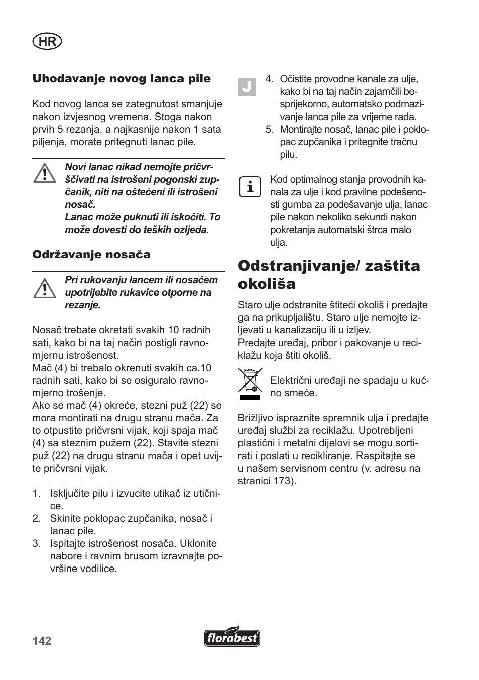 Odstranjivanje/ zaštita okoliša | Florabest FKS 2200 B1 User Manual | Page 142 / 174