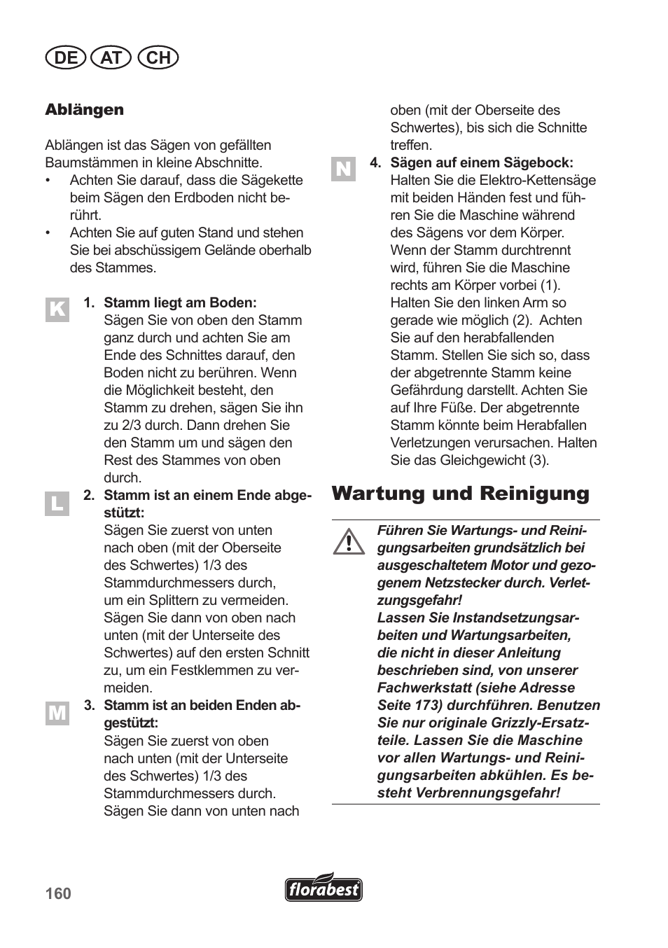 Wartung und reinigung, De at ch | Florabest FKS 2200 B1 User Manual | Page 160 / 174