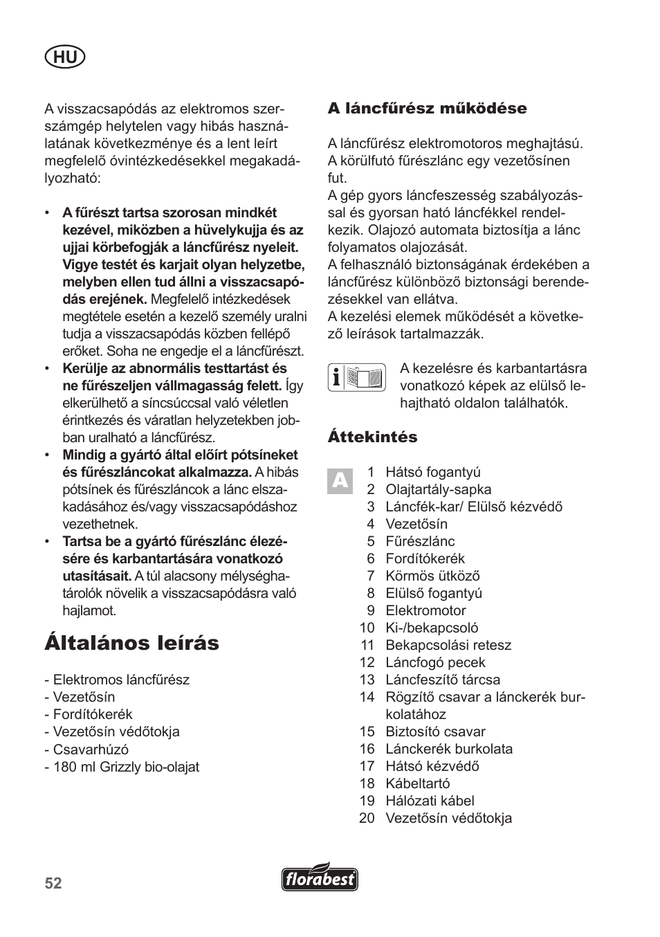 Általános leírás | Florabest FKS 2200 B1 User Manual | Page 52 / 174