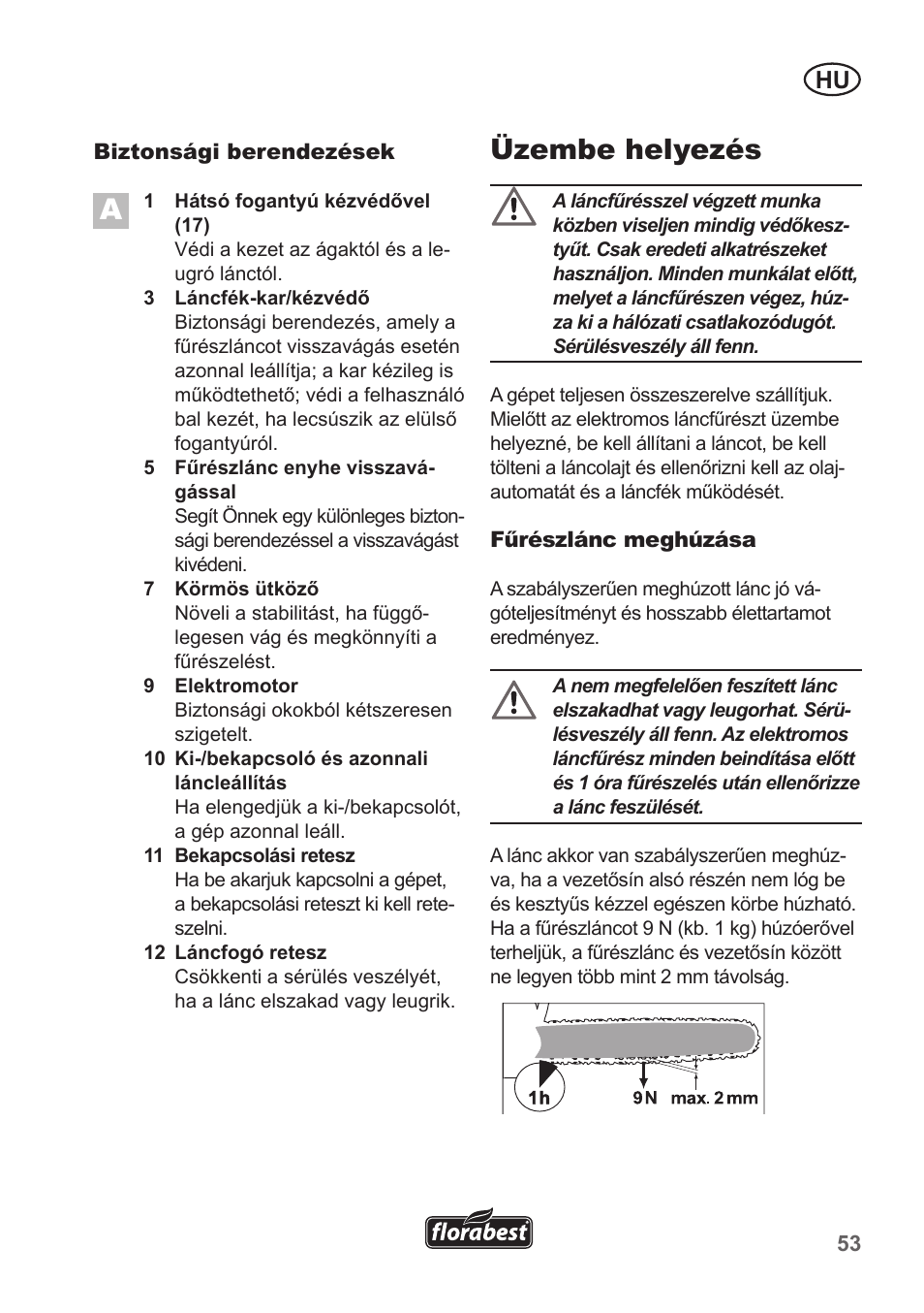 Üzembe helyezés | Florabest FKS 2200 B1 User Manual | Page 53 / 174