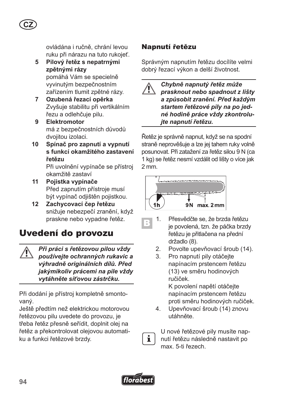 Uvedení do provozu | Florabest FKS 2200 B1 User Manual | Page 94 / 174