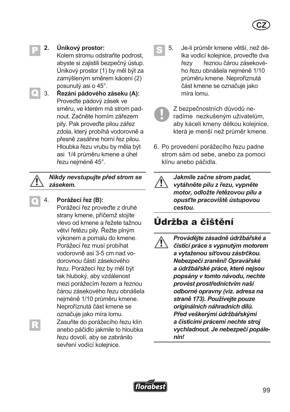 Údržba a čištění | Florabest FKS 2200 B1 User Manual | Page 99 / 174