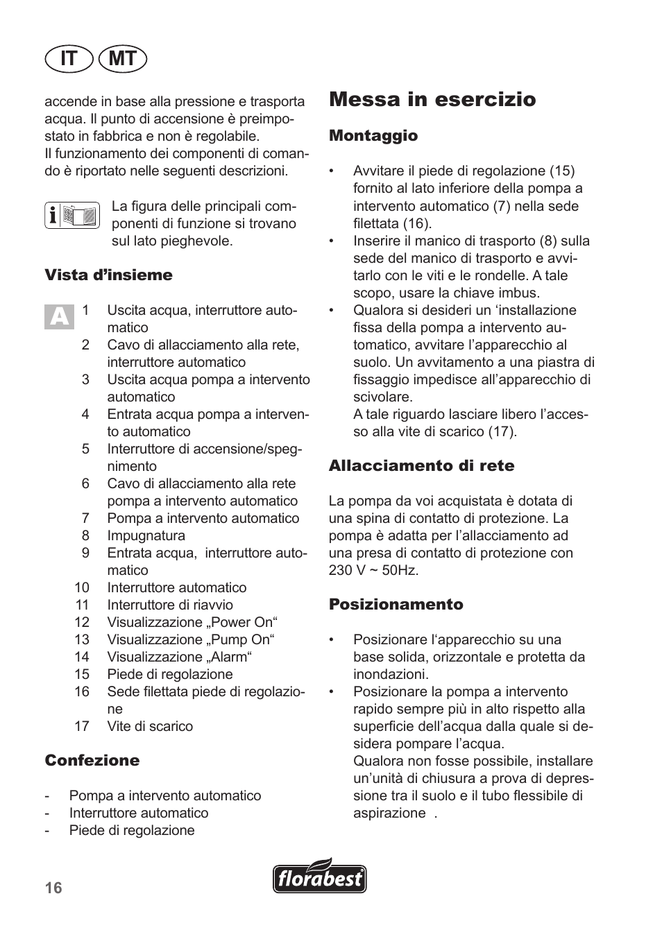 It mt, Messa in esercizio | Florabest FHA 1100 A1 User Manual | Page 16 / 50