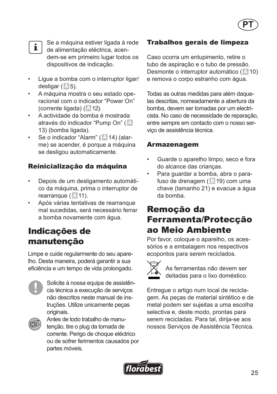 Indicações de manutenção, Remoção da ferramenta/protecção ao meio ambiente | Florabest FHA 1100 A1 User Manual | Page 25 / 50